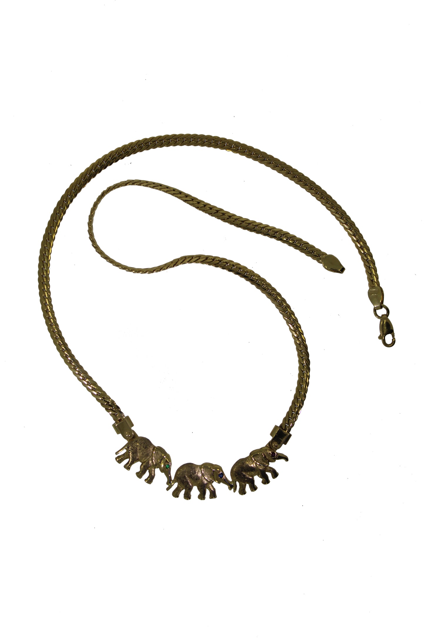 Gold Collier mit drei Elefanten