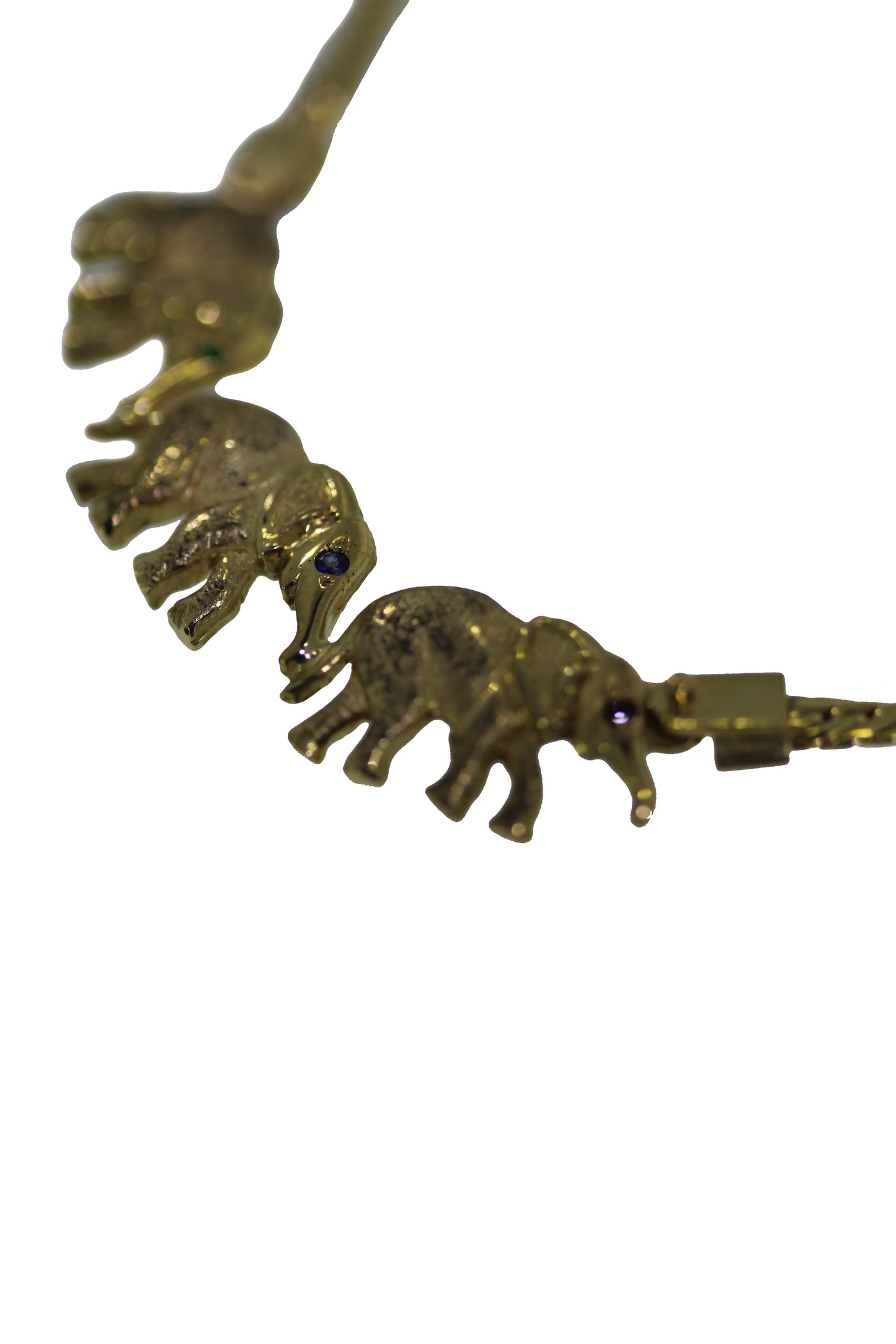 Gold Collier mit drei Elefanten