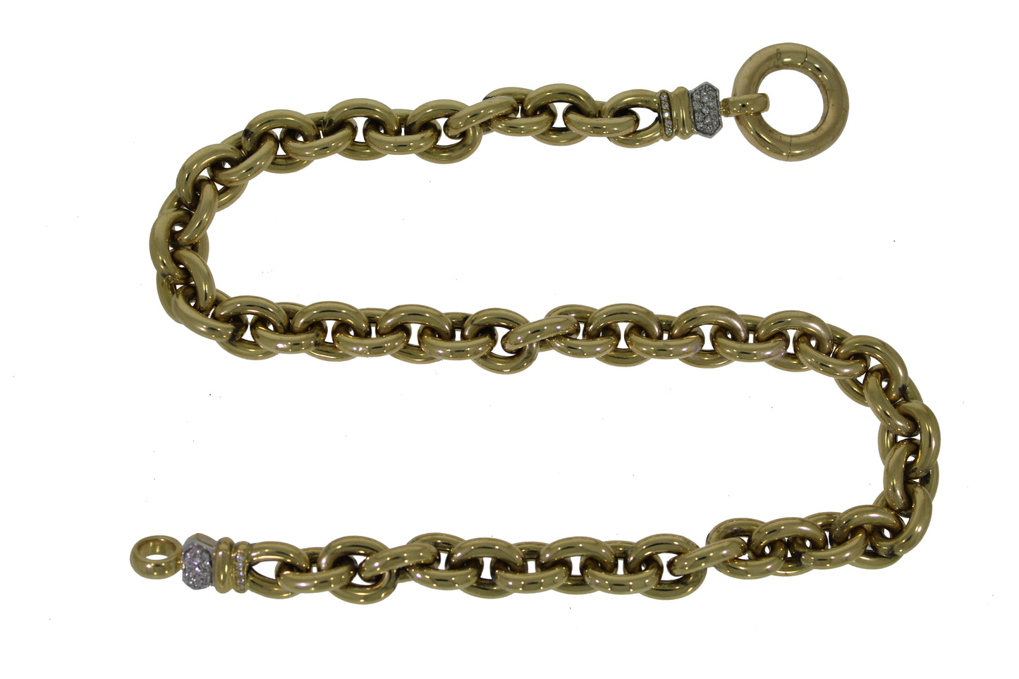 Halbmassives Gold Collier mit Brillantschloß