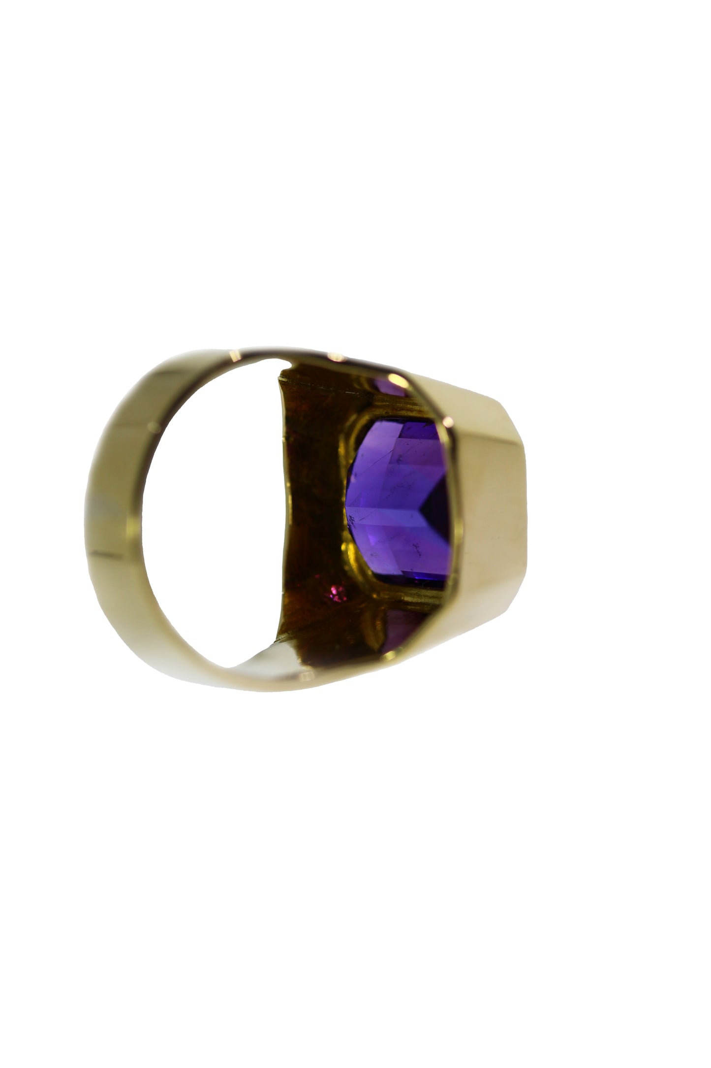 Geschmiedeter Gold Ring mit Amethyst