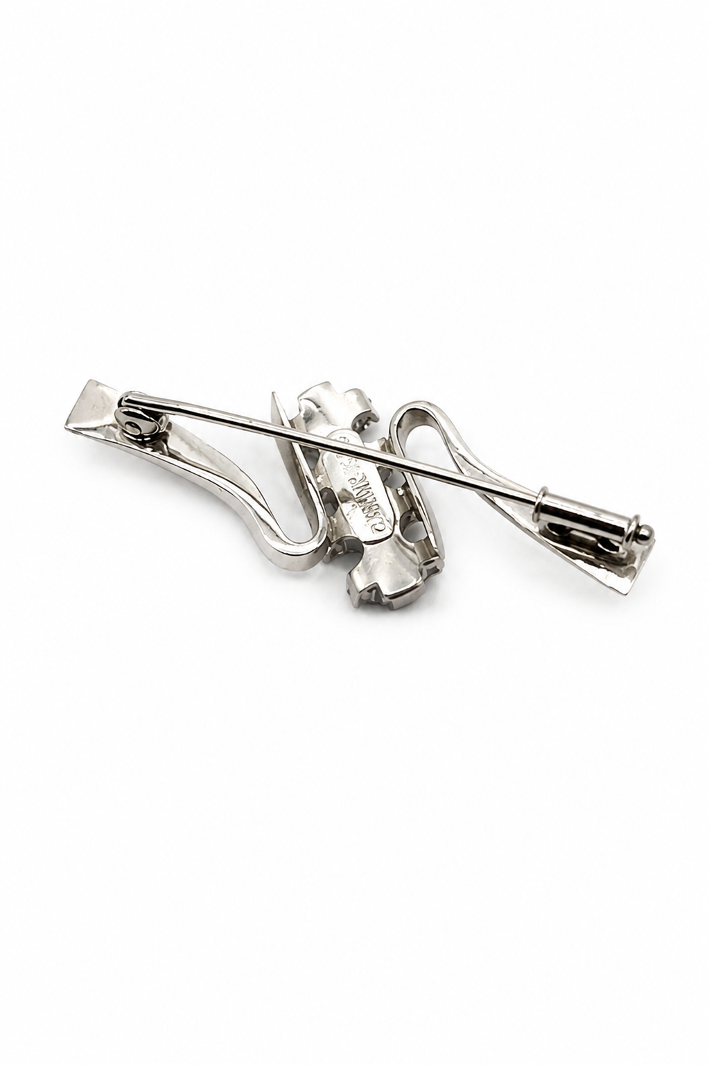 Smaragd Brosche aus 585/- Weißgold mit Diamanten