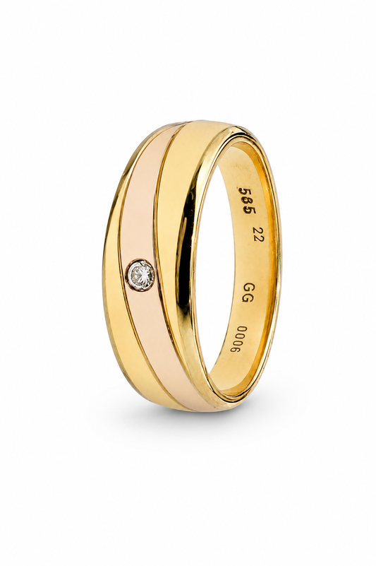 Eleganter Brillantring in 585 Gelbgold mit Brillant