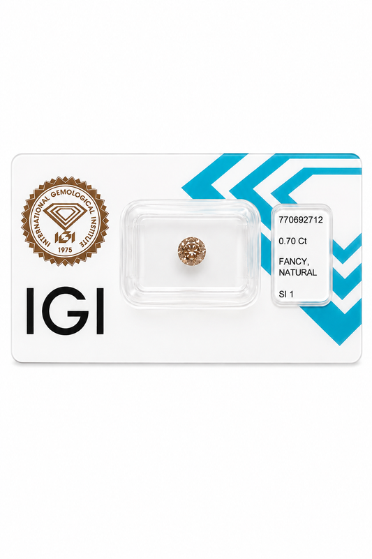 IGI-zertifizierter Brillant 0,70 ct Fancy Natural SI1 – Loser Diamant im Brillantschliff