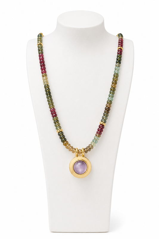 Kette aus 750/- Gelbgold mit Farbedelsteinen