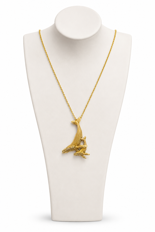 Kette mit Walfamilie aus 585/- Gelbgold
