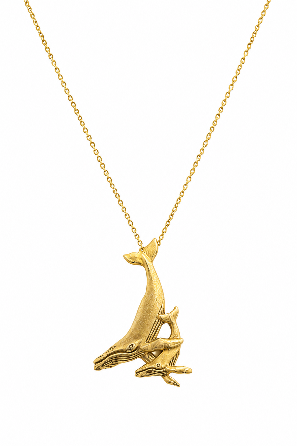 Kette mit Walfamilie aus 585/- Gelbgold
