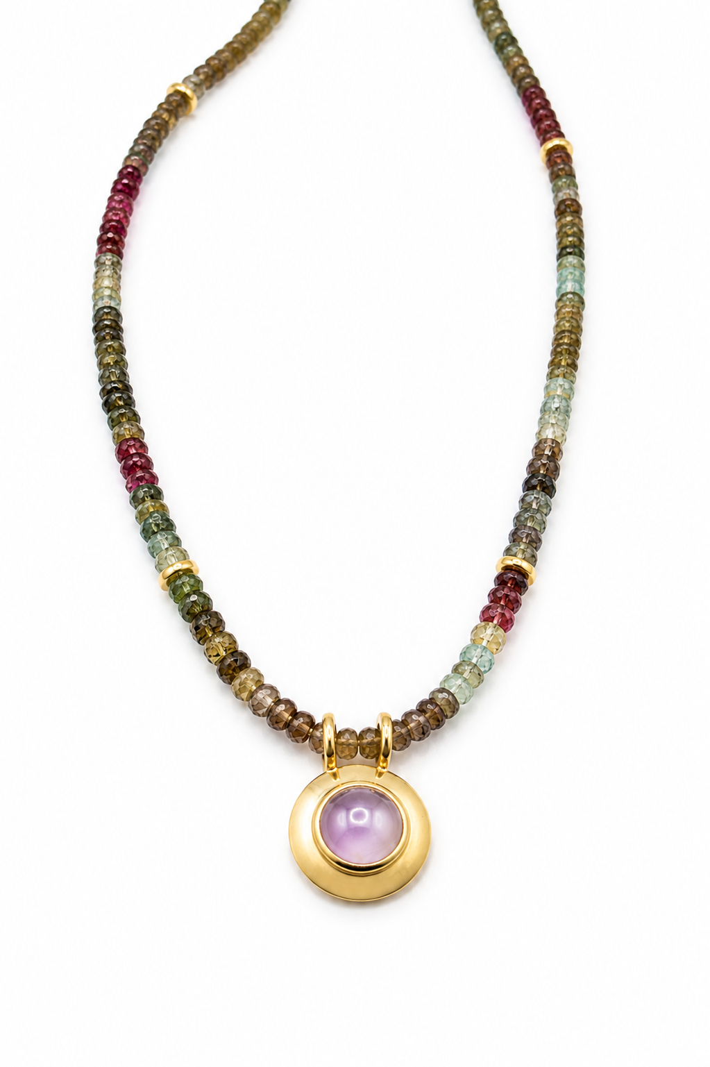 Kette aus 750/- Gelbgold mit Farbedelsteinen
