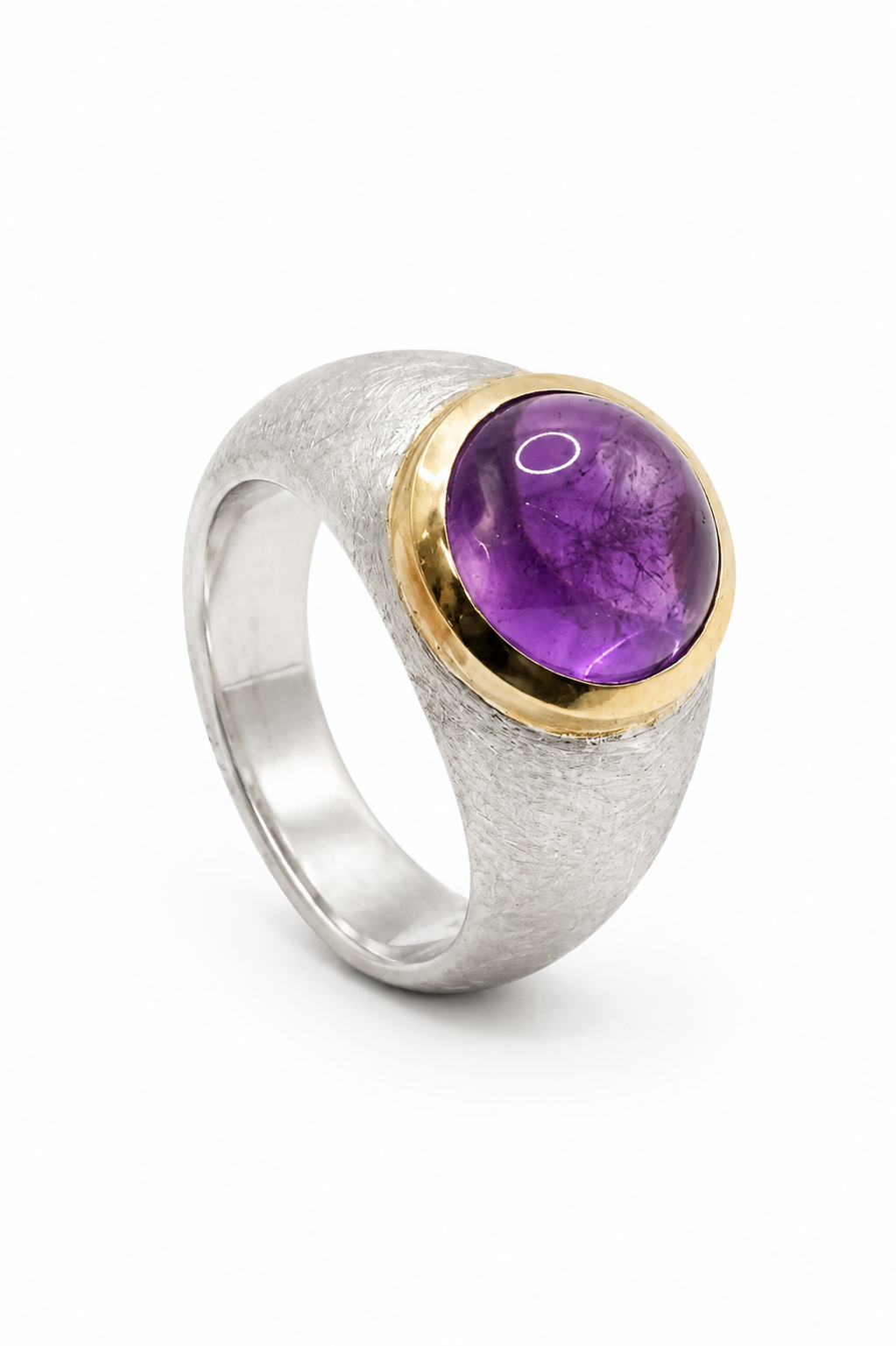 V4859-8HandgefertigterAmethystringaus925SilberundGelbgold