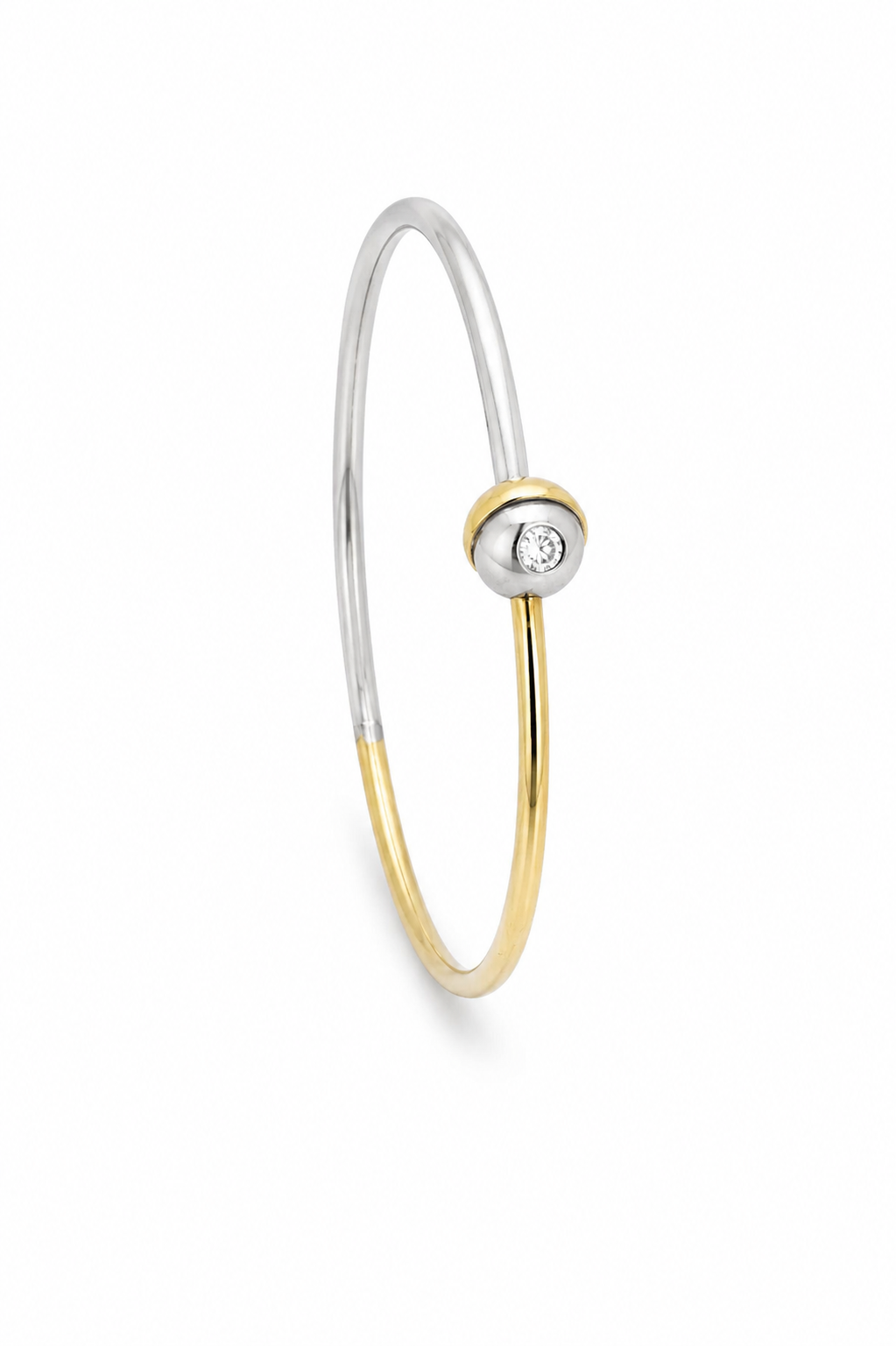 Armreif aus 750/- Gelbgold und 950/- Platin mit Brillant