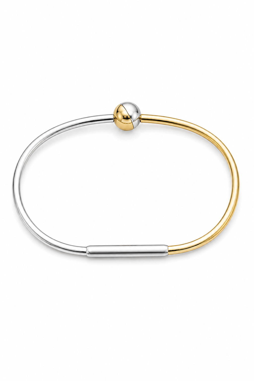 Armreif aus 750/- Gelbgold und 950/- Platin mit Brillant