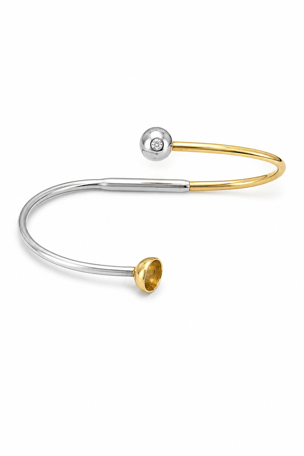 Armreif aus 750/- Gelbgold und 950/- Platin mit Brillant