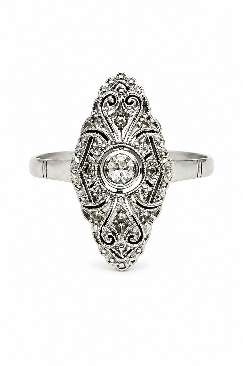 V4903bAntikerWeissgoldringmitAltschliff-Diamanten
